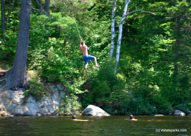 Rope swing at Ricker Pond State Park