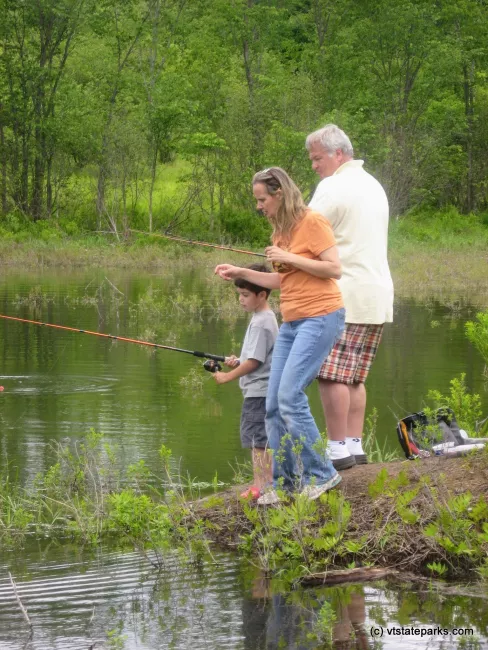 Fishing from shore at Waterbury Center State Park
