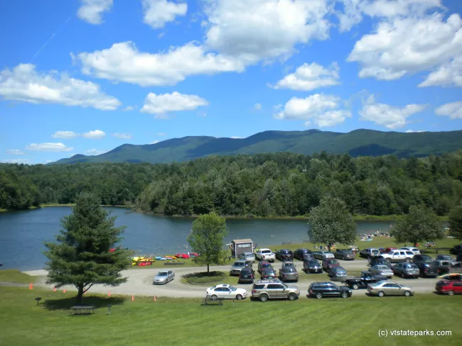 Big parking lot and day use at Waterbury Center State Park