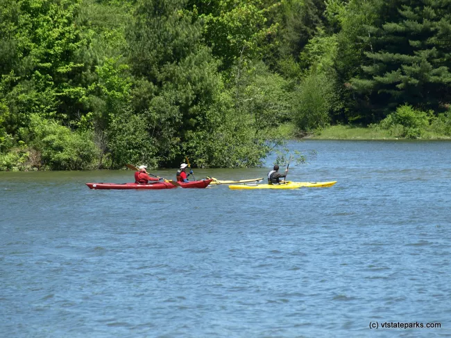 A group of kayakers at Waterbury Center State Park by Matt Parsons