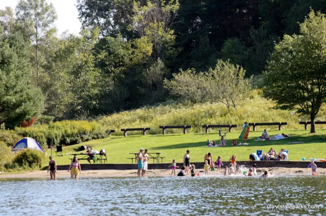 Sandy beach at Waterbury Center State Park