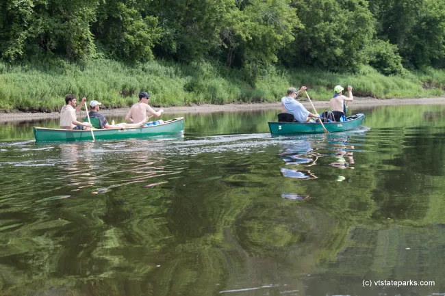 Group enjoying a peaceful trip on the Connecticut River at Wilgus State Park by Tara Schatz