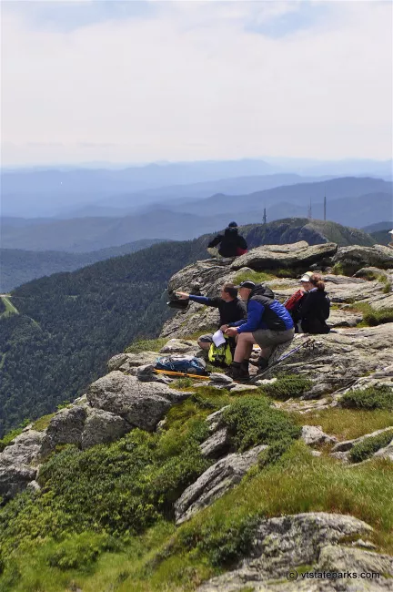 Family enjoying the view of the summit at Underhill State Park