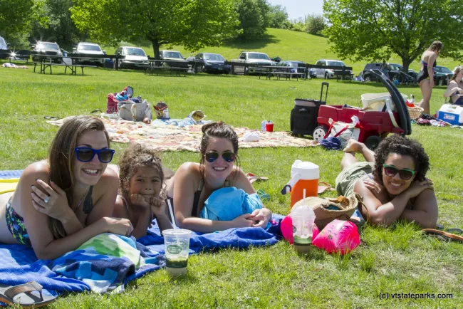Girls relaxing at Waterbury Center State Park by Karalyn Mark