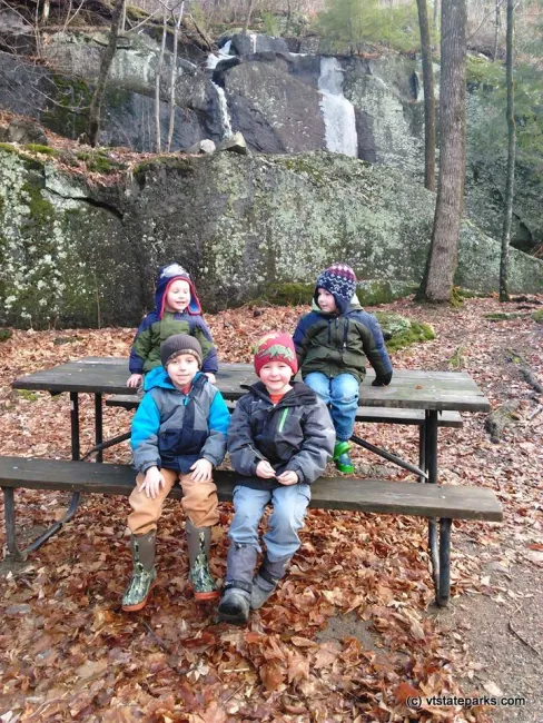 Youngsters take a break on their hike at Branbury State Park.