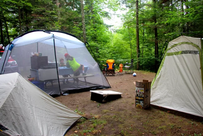 A large campsite at Lake Carmi State Park