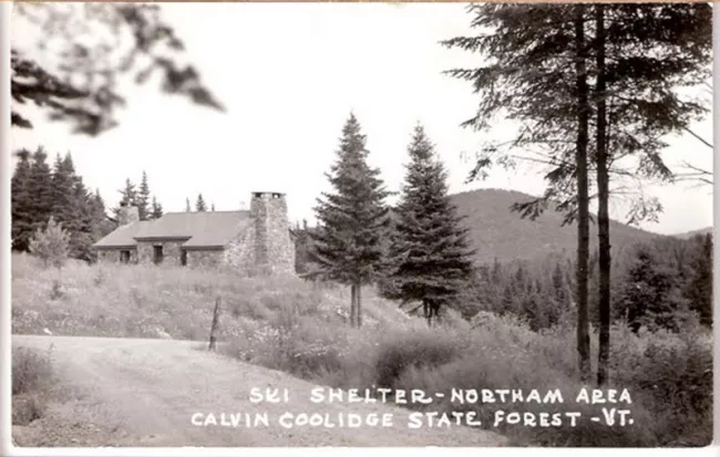 The ski shelter at Calvin Coolidge State Forest, circa 1940