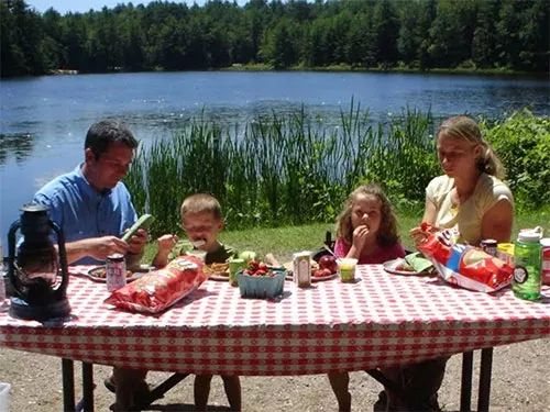 Family camping at Half Moon Pond State Park