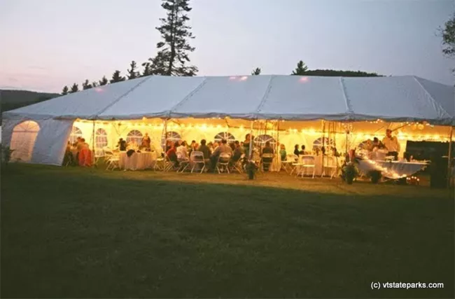 A tent at Seyon Lodge State Park for a wedding