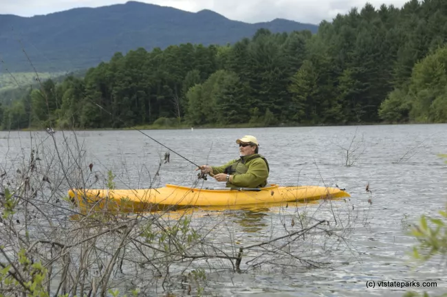 Glenn Gagnon of E. Montpelier, VT sets out for some fishing from Waterbury Ctr State Park. Photo by Karen Pike